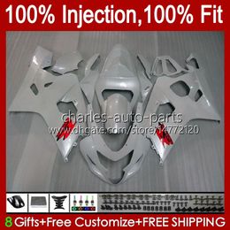 Body Injectievorm voor Suzuki GSXR-750 GSXR 750CC 600CC 750 600 CC 2004 2005 43NO.3 GSXR600 GSXR750 K4 04 05 GSXR-600 GSX-R750 2004-2005 OEM Fairing Kit Peer Wit Voorraad