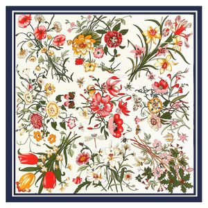 Europe 130 cm Plantes de printemps et fleurs Womens Classic Twill Decoration Fashion Travel Travelh Châle Grand Square carré 240426