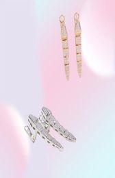 Europa America Designer modestijl dame dames messing 18k goud vergulde setting volledige diamant like dangle oorbellen steden oorclip 3 kleur8603550