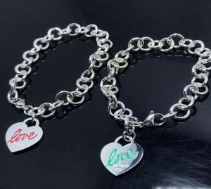 Bracelet de mode en Amérique en Europe femme Lady Silver Color gravée 925 lettre avec coeur tag bracelets 8450241