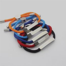 Europa Amerika Mode Armbänder Männer Dame Frauen Gravierte Emaille V Initialen Design Farbige Pull-out Seil Armband Armreif 5 Farbe271p