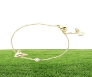 Europa America Fashion Jewelry Sets Lady Dames Goldcolor Metal V Initialen enkele diamant idylle ketting Bracelet oorbellen 1211633