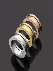 Europe America Style Fashion Lady Femme Titanium Steel Gravé B Initiales GROOVE GRANDE RING US6US9 3 COLOR5501958