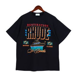 Europe America Mens T-shirt Rhude Designer Brand Vêtements Round Nou High Quality Sleeve Us Taille S-XXL