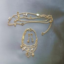 Europa America -stijl sieraden sets Lady Women Tassels Flower Initialen Blooming Strass dubbele ketting Bracelet oorbellen Sets M683748658153