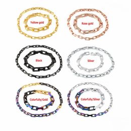 Europe Amérique Style Collier Bracelet Hommes Argent Noir coloré Couleur Or Multicolore Métal Gravé V Initiales Fleur Chaîne Épaisse Ensembles de Bijoux LVS17 --001