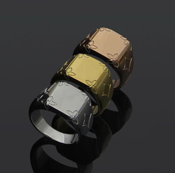 América de estilo America Ring Men Lady Women Titanium Grabado V Inicials Amantes de los amantes del sello de flores Tamaño US6US9 M624875306543