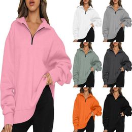 Europe Amérique femmes Hoodies porter automne hiver 2023 nouvelle mode dame sweats décontracté haut demi fermeture éclair pull à manches longues sweat femme pull