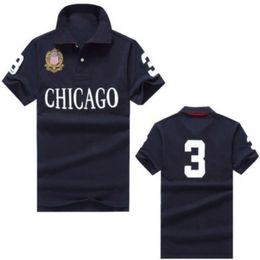 Europa y América CHICAGO Camisa polo de manga corta para hombre Camiseta versión urbana 100% algodón bordado S-5XL para hombre