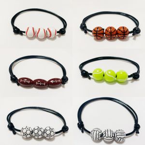 Europe et Amérique Cross Border Amazon Hot Basketball Baseball Bracelet Wax Line Tissé Tennis Rugby Sangle de transport Bracelet de sport