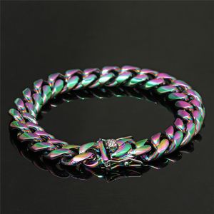 Bracelet Hotdale pour hommes, Europe et amérique, 12mm, 7/8/9 pouces, chaînes cubaines en acier inoxydable plaqué or coloré, cadeau tendance