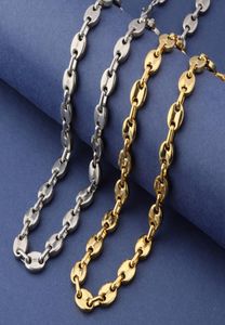 Europe and America Mens Hip Hop Jewelry Gold plaqué Collier de chaîne en acier inoxydable pour hommes Bijoux du Rappeneur Gift8039037