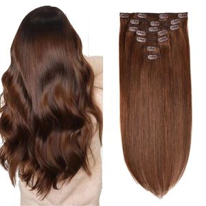 Europe et Amérique Perruques de cheveux réels pour femmes, clips de perruque, sept pièces à cheveux humains Clips Real Hair Wholesale