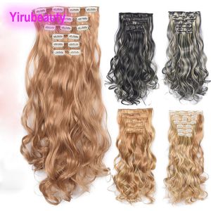 Extensions de cheveux synthétiques à clips, cheveux longs et bouclés, 140g, Europe et états-unis