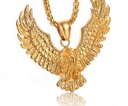 Gratis verzending Europa en de Verenigde Staten Cross - grens roestvrijstalen ketting persoonlijkheid Domineering Men and Women Fashion Hawk Wings