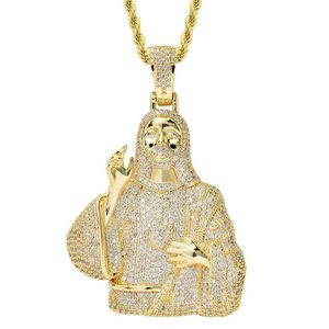 Europa en de Verenigde Staten Jezus Christus hanger ketting als ornamenten hiphop micro inlay zirkoon groot glad oppervlak295a