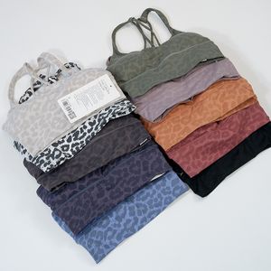 L'Europe et les États-Unis imprimé léopard Yoga doux soutien-gorge à deux bandes Lu fine sangle belle sangle arrière femmes sport sous-vêtements serrés