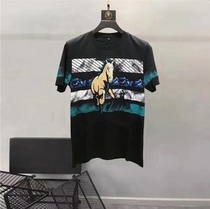 Europa en de Verenigde Staten heren 2024 zomer nieuwe Ronde hals Korte mouw galopperend paard print fashion Casual T-shirt