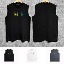Europa en het Verenigde Staten Niche-modemerk Anime Mouwloos T-shirt Zjbam090 Geleidelijke kleur Kleine letter Afdrukken Vest R84W80 High Street Retro Casual Blouse