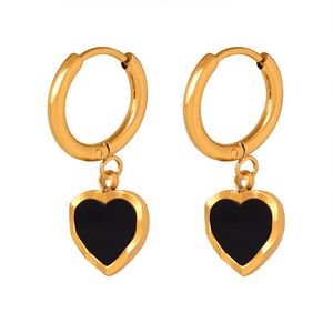 Europe et États-Unis niche mode bijoux élégants amour incrusté acrylique design sens de la personnalité pendentif titane acier boucles d'oreilles plaquées or