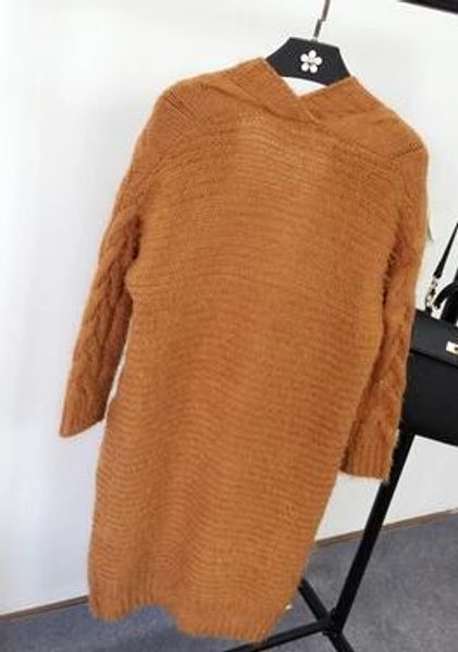 Europe et États-Unis rétro super longue torsion de pulls en mohair dames cardigan tricot manteau lâche épaississement automne et hiver