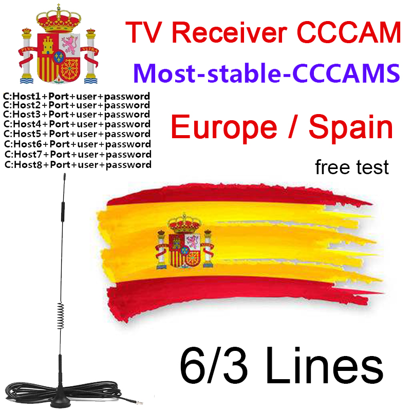 ヨーロッパ アンテナ ダイレクト クリアストリーム Eclipse CCCAM 6 ライン A/V ケーブル 衛星 DVB-S2 GTmedia Nova v8 Honor V7S v8x V9 sat Oscam203k