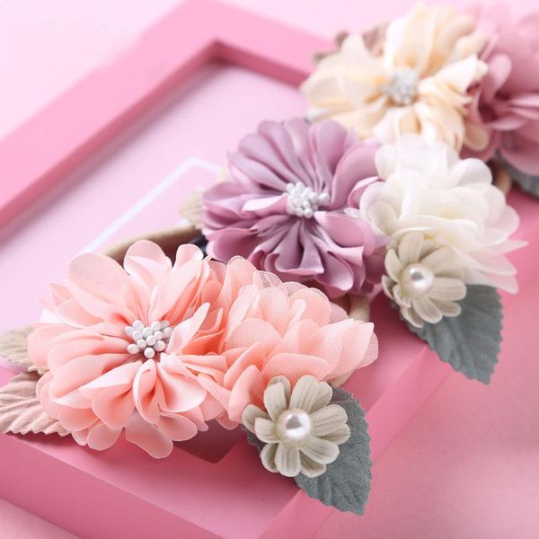 Europa bebé niñas Floals diadema niños flores corona accesorios de fotografía banda para el cabello flor artificial diadema accesorio