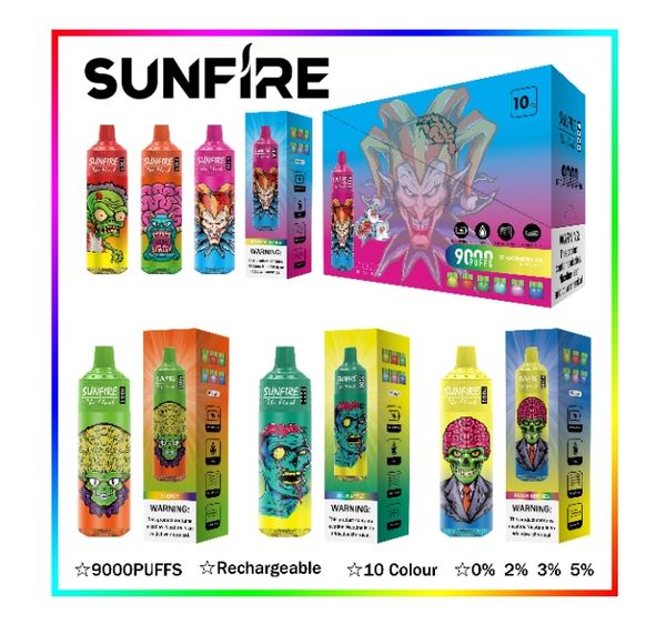 Europa Sunfire Sunfire Sunfire 9000/9K Puff Vape E CIRLETET 9000PUFF Vapes Vapes Puff Electronic cigarrillo Vape Vape Pen Puff Bar vacío Vape Vape