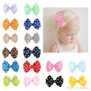 Europa Fashion Baby Girls Barrettes Dots Bowknot Bobby Pin Haarclip Kinderpins Candy Color Children Hair Accessoire 16 Colors 14239