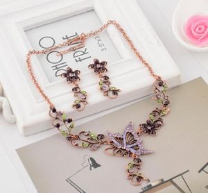 Europe Fashion Bijoux Ensembles de papillons vintage Fleurs d'oreilles colliers élégants