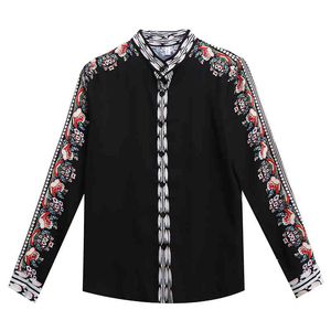 Europa moda estilo otoño mujer manga larga estampado floral camisa señoras camisas blusa Tops A3679 210428