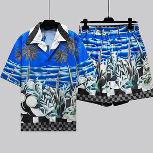 Europa Vacaciones Vacaciones Desgaste Tee Cool Hawaii Beach Tablero de ajedrez Camisas casuales Hombres Verano Streetwear Camiseta de manga corta Camiseta de poliéster Pantalones cortos Troncos Conjuntos 24ss 0326