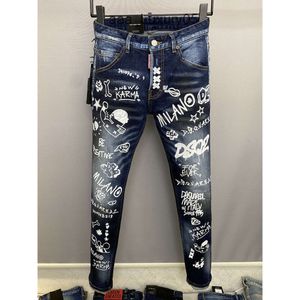 DSQUARED2 D2 DSQ2 Вы Europa HOT Men Jeans Hole Blue italiano Italia Pantalones largos Pantalones Largos Pantalones de calle Skinny Slim Jean Coolguy 100 Cotton Dsquares Dsqured 2