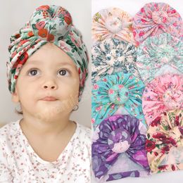 Europe Infantile Bébé Filles Chapeau Noeud Florals Chapeaux Enfant Enfant En Bas Âge Enfants Bonnets Turban Cap Donuts Fleur Chapeaux Enfants Accessoires 12 Couleurs