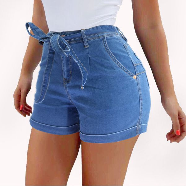 Europe jeans shorts ceinture ourlet sexy pantalons chauds jeans pour femmes 6090