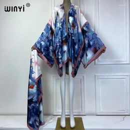 Europa Kimono met riem Cardigan Kaftan Cocktail Sexy Boho Cover Up Beach Women Africa Holiday Outfits Maxi Dress