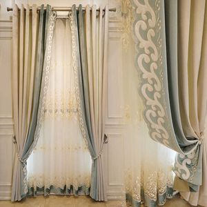 Europe Luxury embroidery Blackout curtain For the living Room Bedroom Curtain Window Blinds for Kitchen curtain Window treatment 210712