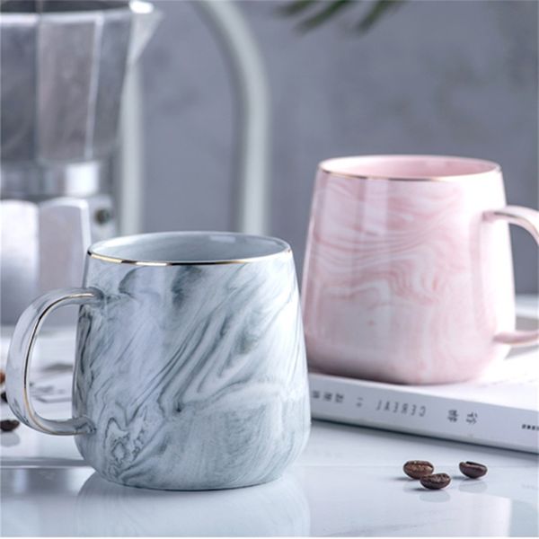 Europe lait tasses à café marbre or incrustation tasse petit déjeuner tasse bureau maison verres tasse à thé 400 ml pour les cadeaux de l'amant goutte 210804