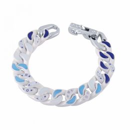 Europa nieuwe heren armband titanium stalen designer armband ketting met diamanten hiphop unisex armbanden links wit blauw lak wolken persoonlijkheid kettingen sieraden