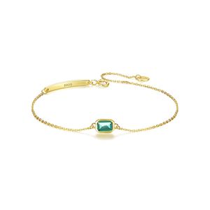 Europa Nieuwe Vintage Geometrische Groene Edelsteen S925 Zilveren Armband Sieraden Charme Vrouwen Verguld 8k Goud Luxe Armband voor Vrouwen Bruiloft Feest Valentijnsdag Cadeau SPC