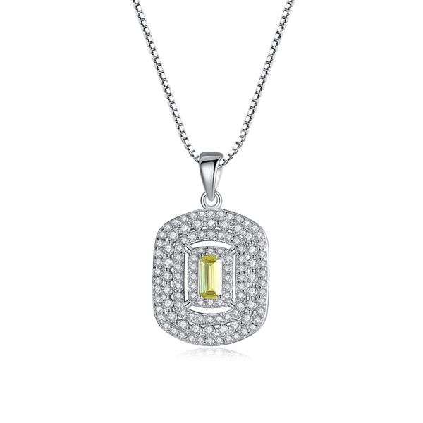 Collier pendentif Olivine S925 argent 3A zircon plein diamant boîte chaîne collier mode européenne femmes haut de gamme collier chaîne fête de mariage polyvalent bijoux cadeau SPC