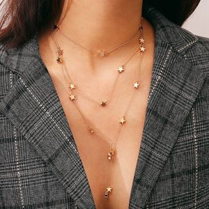 Europa ananas kokosnoot element multi-layer choker ketting accessoires vrouwen persoonlijkheid ster hanger kwast ketting sieraden J0312