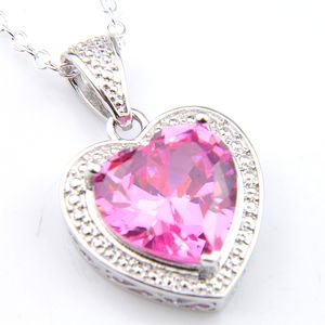 Europa Populaire sieraden vrouw hart roze Kunzite edelsteen 925 Sterling zilveren kettingen hanger bruid sieraden 12mm