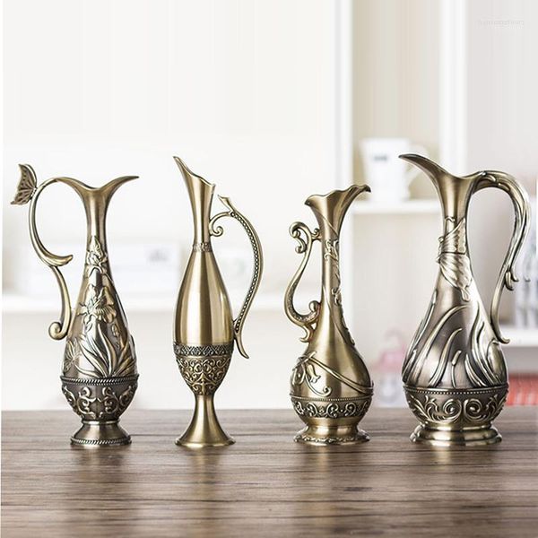 Europe rétro paon Vase or/bronze/argenté métal alliage petits Vases à fleurs décor artisanat bouteille décoration de la maison accessoires1