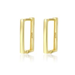 Europa retro rectangular S925 pendientes de plata con hebilla de oreja encanto de joyería Pendientes de estilo de metal chapado en oro de 18 quilates para mujeres fiestas de bodas Regalo del día de San Valentín SPC