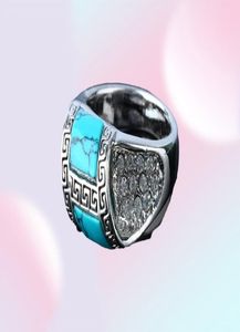 Europe Silver Placing Inclay Turquoise Ring Vintage Anneaux Mix Taille 161944255603691337