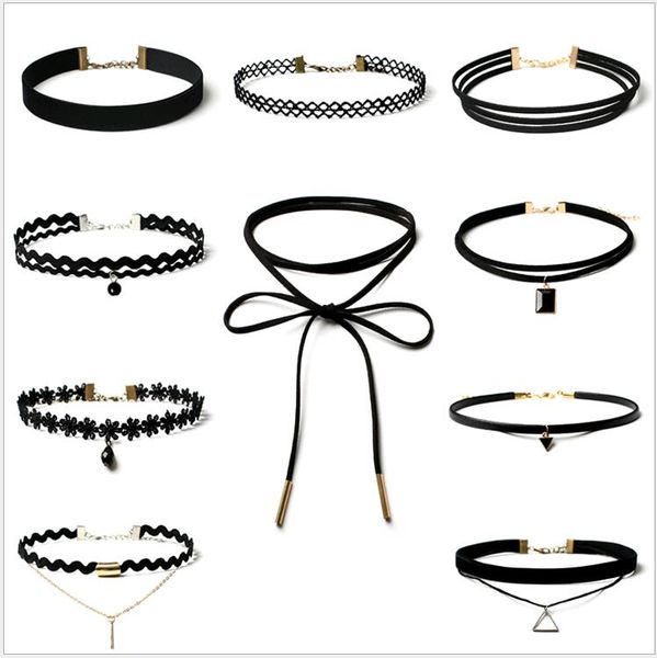 Colliers ras du cou gothiques pour femmes, bijoux simples, faux collier européen et américain, ensemble de colliers ras du cou