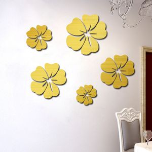 Europa Stickers aan de muur 3D Mirror Floral Art Verwijderbare Muursticker Acryl Muurschildering Decal Home Decor Room Decoratie DROSHIP DHL WX9-1876