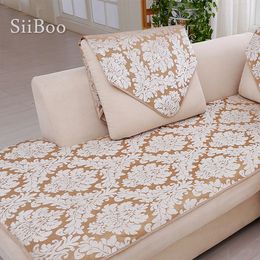 Europa Style Beige Floral Jacquard Terry Doek Sofa Cover pluche slipcovers voor winter canape capa para sofa sp3642 gratis verzending