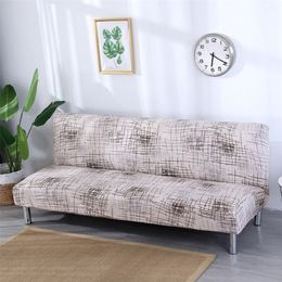 Europe style printed Armless Sofa Bed Cover Folding seat slipcovers stretch covers cheap Couch Protector Elastic bench Futon LJ201216